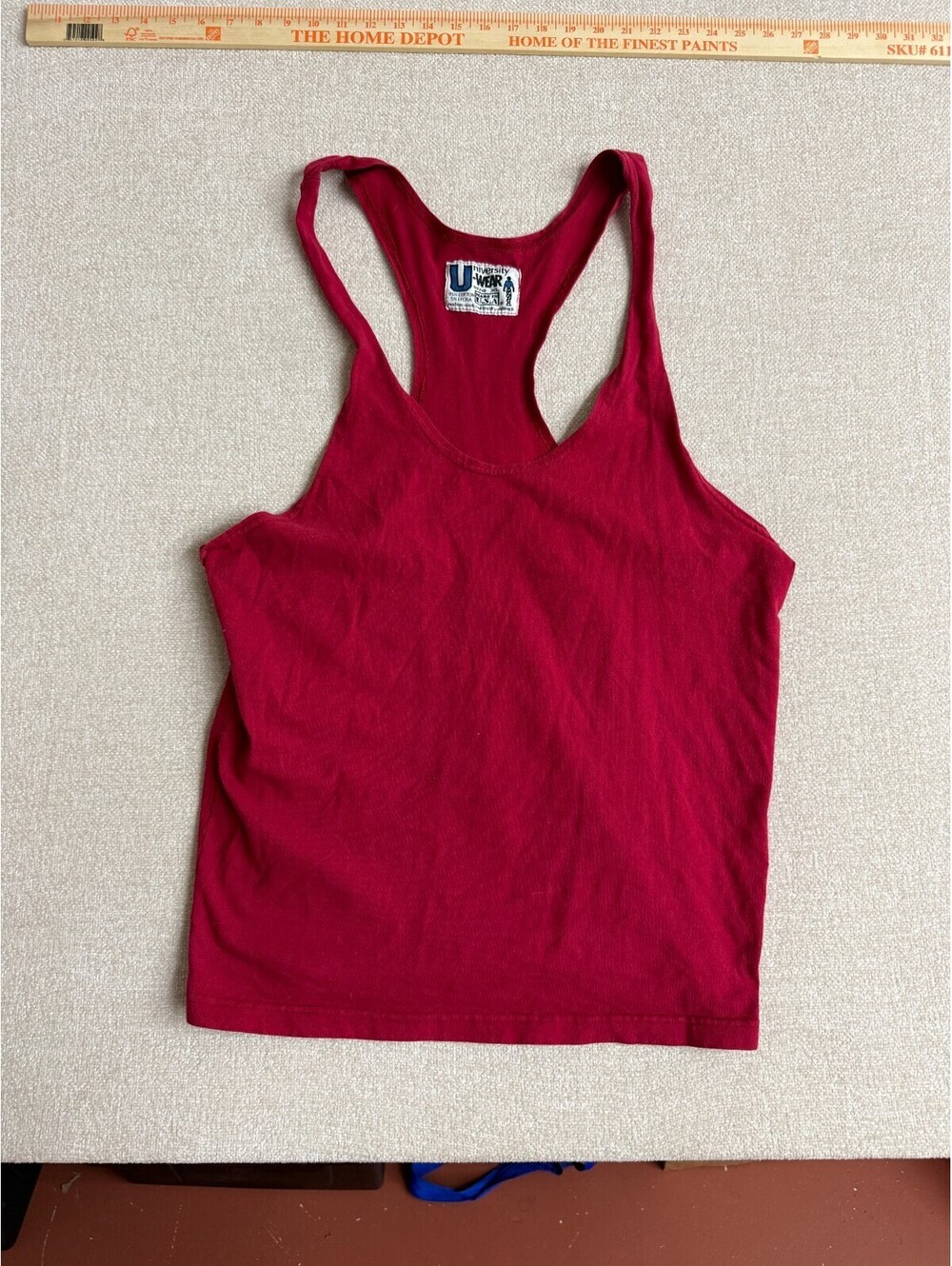 Vintage University Wear Red Ribbed Racerback Tank Top Made in USA Size XL